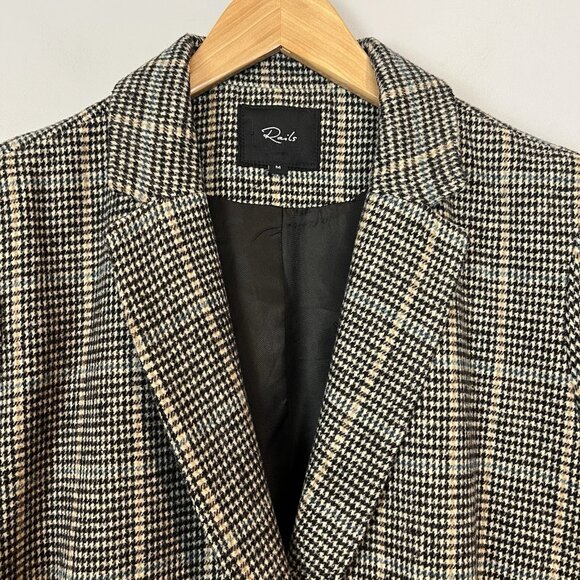 Rails Cody Houndstooth Check Double Breasted Blazer In Sand Ash Size Medium - Picture 2 of 13